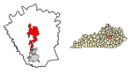 Madison County Kentucky Incorporated and Unincorporated areas Richmond Highlighted 2165226